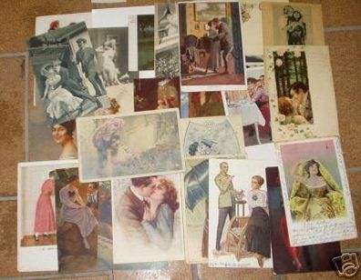 29 Ak Erotik, Künstlerkarten usw. um 1920