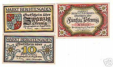 3 seltene Banknoten Notgeld Stadt Berchtesgaden 1920