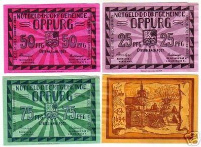 4 Banknoten Notgeld Dorfgemeinde Oppurg 1921