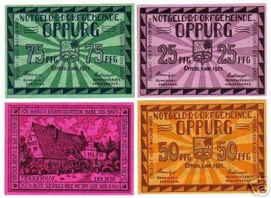 4 Banknoten Notgeld Gemeinde Oppurg 1921