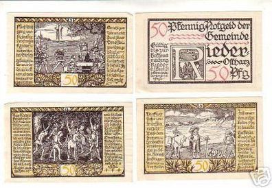 4 Banknoten Notgeld Gemeinde Rieder Ostharz 1921