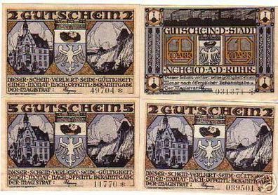 4 Notgeldscheine Stadt Neheim an der Ruhr um 1920