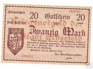 Banknote 20 Mark Kriegsnotgeld der Stadt Elberfeld 1918