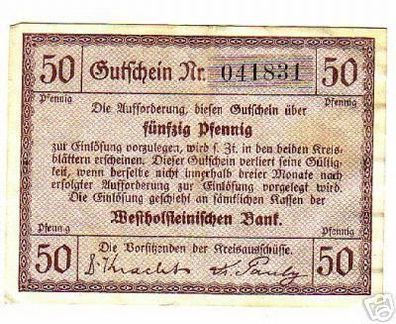 Banknote Notgeld Westholsteinische Bank um 1920