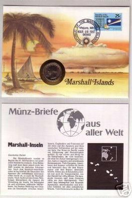 Numisbrief Marshallinseln mit 1/4 Dollar Münze USA