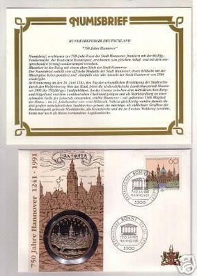 Numisbrief mit Medaille 750 Jahre Hannover 1241-1991