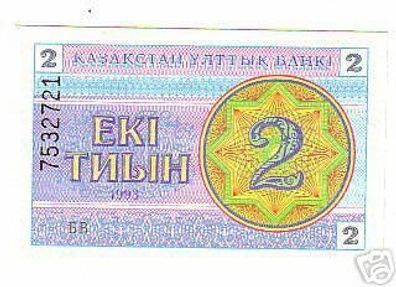 rare Banknote Kasachstan 2 Tiin kassenfrische Erhaltung