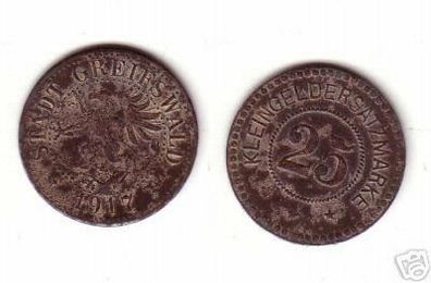 rare Münze Notgeld 25 Pfennig Stadt Greifswald 1917
