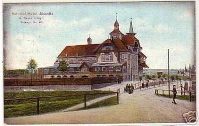 04541 Ak Bahnhof Hotel Jössnitz bei Plauen 1908