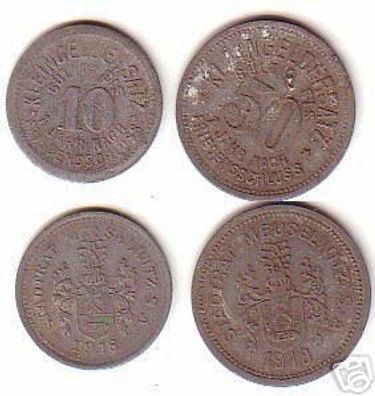 2 Münzen Notgeld 10 und 50 Pf. Stadt Meuselwitz 1918