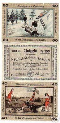3 seltene Banknoten Notgeld Neugraben Hausbruch 1921