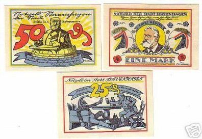 3 seltene Banknoten Notgeld Stadt Stavenhagen um 1920