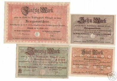 4 Banknoten Kriegsnotschein Residenzstadt Eisenach 1918