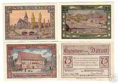 4 Banknoten Notgeld Gemeinde Ditfurt 1921