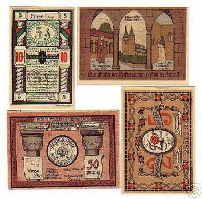 4 Banknoten Notgeld Gemeinde Frose in Anhalt 1921