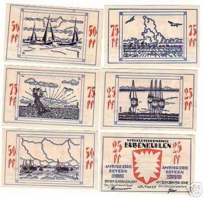 6 Banknoten Notgeld Gemeinde Bullenkuhlen 1921