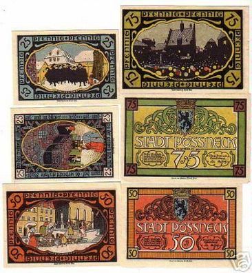 6 Banknoten Notgeld Stadt Pössneck um 1921