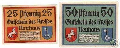 2 Banknoten Notgeld der Kreis Neuhaus a.Oste 1921