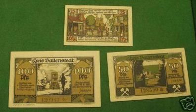 3 Banknoten Notgeld des Kreis Ballenstedt 1921