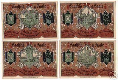 4 Banknoten Notgeld der Stadt Saalfeld a.Saale 1921