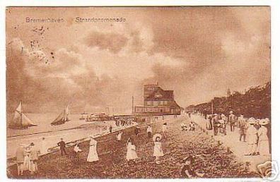 06142 Ak Bremerhaven Strandpromenade mit Booten 1921