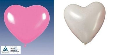 Herzballon - Farbe: rosa oder weiß - Abnahmemenge: 5 Stück oder 100 Stück