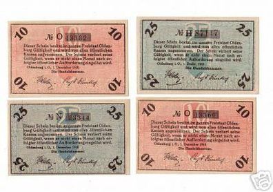 4 Banknoten Notgeld Handelskammer Oldenburg 1918