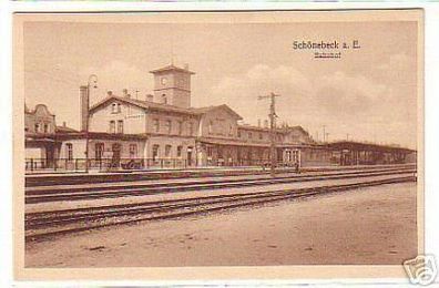06650 Ak Schönebeck an der Elbe Bahnhof um 1930
