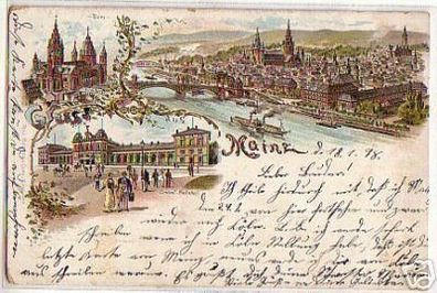 03501 Ak Lithographie Gruss aus Mainz 1898
