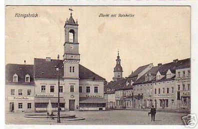 05767 Ak Königsbrück Markt mit Ratskeller um 1920