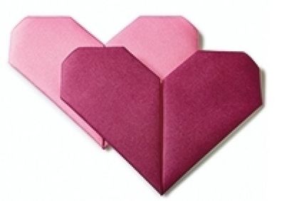 Origamiservietten "Herz" rosa 12 Stück