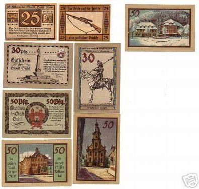 8 Banknoten Notgeld der Stadt Suhl um 1921