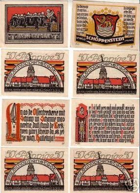 8 Banknoten Notgeld der Stadt Schöppenstedt 1921