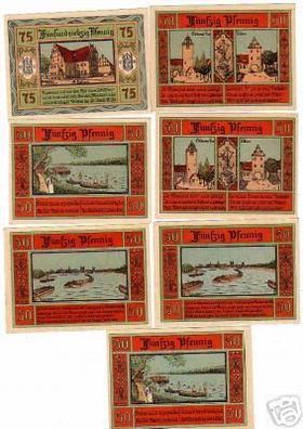 7 Banknoten Notgeld der Stadt Aken Elbe 1921