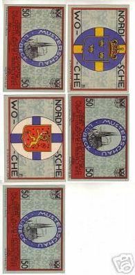 5 Banknoten Notgeld Nordische Woche Lübeck 1921
