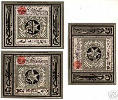 3 Banknoten Notgeld der Stadt Sternberg in Meckl. 1922