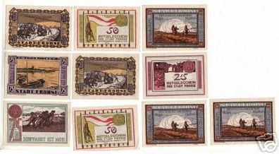 10 Banknoten Notgeld der Stadt Frohse 1921