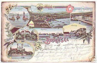 02261 Ak Lithographie Gruß vom Bodensee 1898