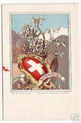 06280 Ak Lithogrphie schweiz mit Edelweiss um 1900