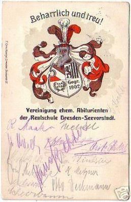 06318 Ak Studentika Realschule Dresden Seevorstadt 1915