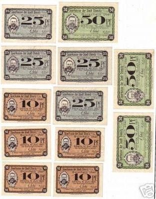 12 Banknoten Notgeld der Stadt Dömnitz 1921