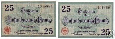 2 Banknoten Notgeld der Hndelskammer Osnabrück 1917