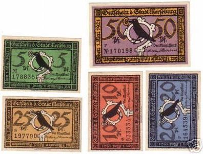 5 Banknoten Notgeld der Stadt Merseburg 1921
