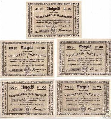 5 Banknoten Notgeld Gemeinde Neugraben Hausbruch 1921