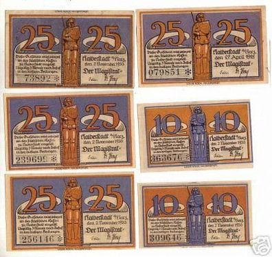 6 Banknoten Notgeld der Stadt Halberstadt 1920