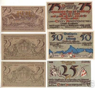 6 Banknoten Notgeld der Stadt Oberammergau 1921
