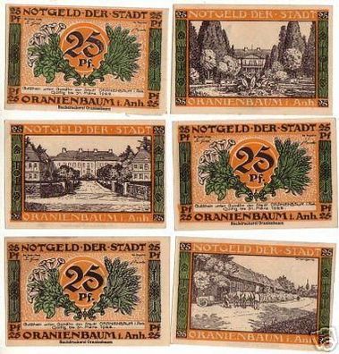 6 Banknoten Notgeld der Stadt Oranienbaum 1922