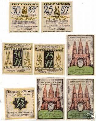 8 Banknoten Notgeld der Stadt Altona 1921