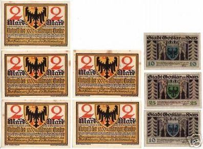 8 Banknoten Notgeld der Stadt Goslar 1920-1922