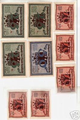 9 Banknoten Notgeld der Stadt Arnstadt 1921